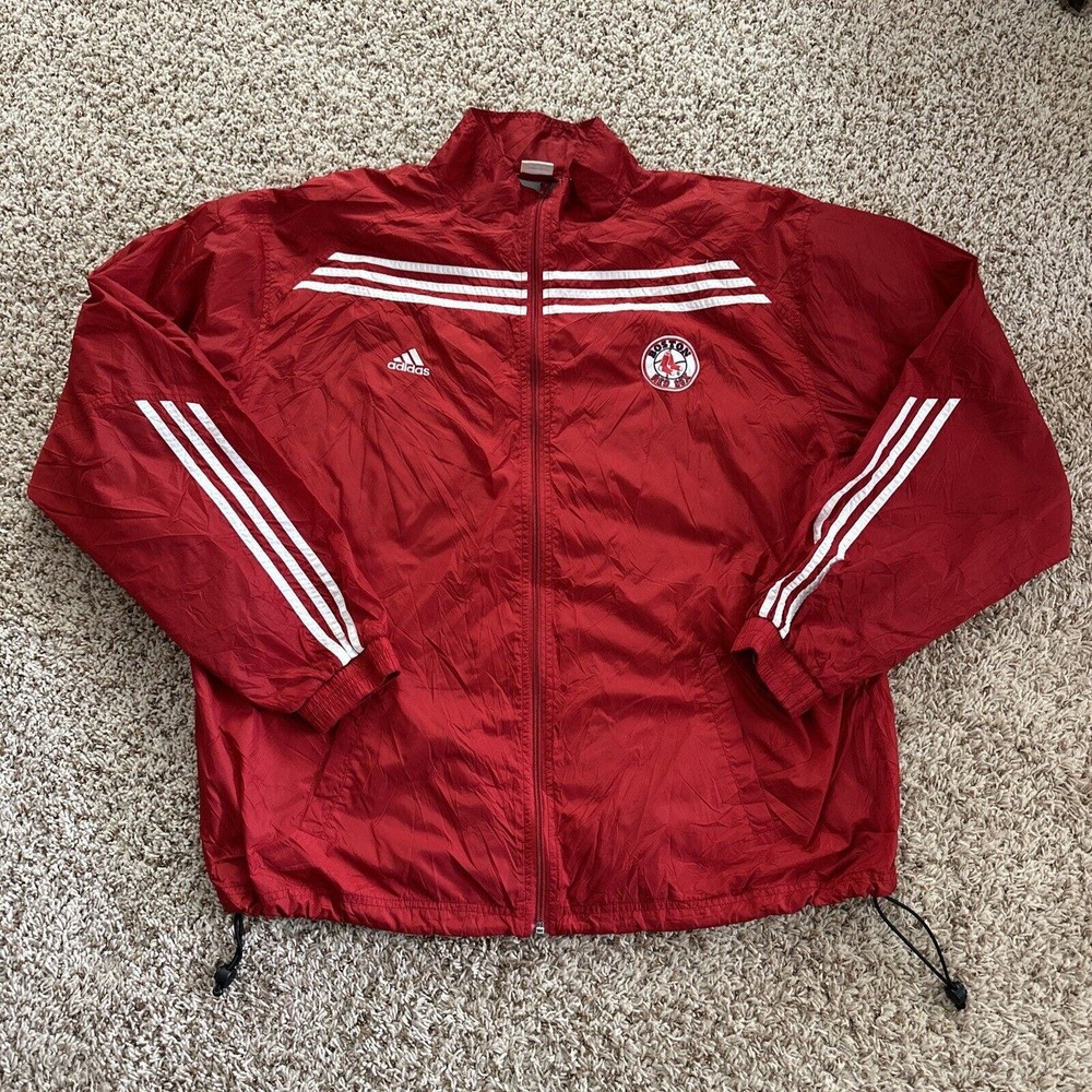 Adidas‎ Boston Red Sox Vintage Men's Windbreaker Jacket Full Zip Nylon Red XXL